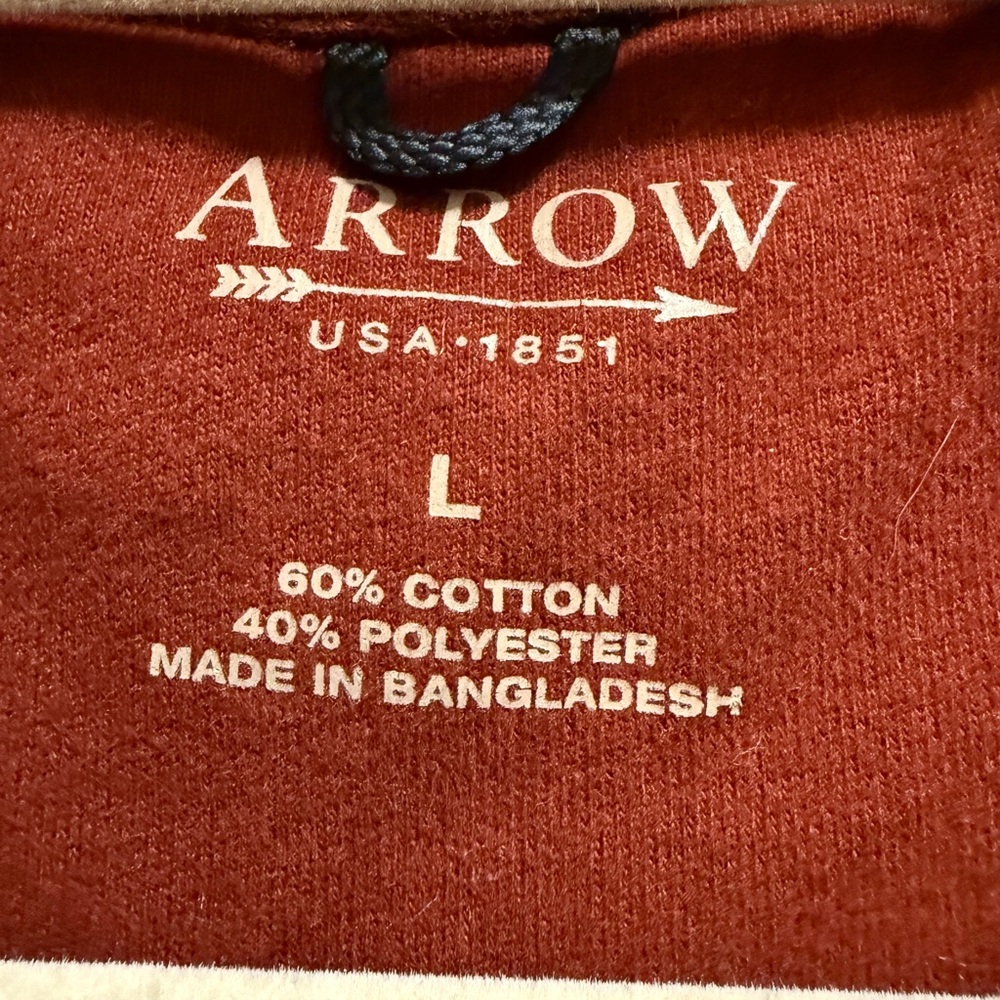 Arrow USA 1851 Men's Full Zip Sweatshirt Cotton Blend Rust Color Size L Like New - Picture 4 of 13